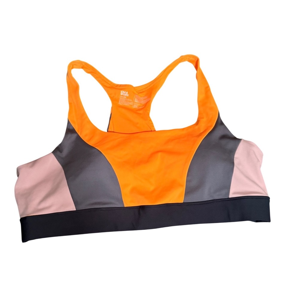 Love & Sports LS Sirene Sports Bra XXL 20 Orange Colorblock Racerback NWT